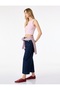 Cotton Pocketed Regular Waist Culotte Trousers - Culotte Jeans - Dark Indigo - 2