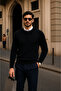 Men's Casual Crew Neck A.Black Sweatshirt - 4