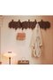 Coat Rack - Piano Key Design, Wooden Folding Wall-Mounted Coat Rack, 3/4/6/8 Hooks, No Drilling Required (Natural Wood Color, 8 Hooks) - 3