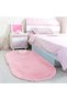 Fluffy bedroom rug, small oval rug, non-slip area rug, bath mat rug, teal plush headboard rug, cute plush dormitory interior decoration, 15x23 inches