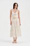 Women's Floral Print and Embroidery Detailed Design Long Skirt with Elastic Waist - 4