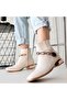 Roxani Beige Leather Heeled Boots - 4