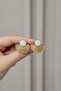 Yellow Color Fan Design White Stone Detailed Stylish Bijouterie Earrings - 4