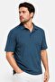 Men Regular Fit Short Sleeve Textured Polo Short, Teal Blue - 5