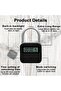 Digital Metal Electronic Timer Padlock (99-hour max), USB rechargeable LCD lock for self-discipline. - 6