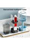 Toothbrush holder with cup, dustproof, height adjustable, 3 slots for electric toothbrushes and toothpaste, multi-functional storage rack, black. - 2