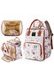 Multi-Pocket Diaper Backpack – Waterproof Baby Nappy Bag with Insulated Pockets & Anti-Theft Pocket, Rabbit Brown