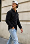 Men's Slim Fit Black Jeans Shirt Snap Button Long Sleeve Denim Shirt - 2