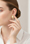 Yellow Twisted Frame Pearl-Look Stylish Bijouterie Earrings for Women - 3