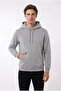 Men's Light Gray Hooded Sweatshirt with Side Pockets and 3-Thread Fleece Inside