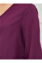 Long Volume Sleeves V Neck Solid Top - 4