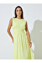 Yellow Sleeveless Pleated A-Line Midi Dress - 2