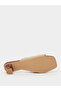 Brown and Beige Ruched Mid Heel Mule - 6