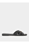 Black Flat Sandals with Buckle Detail