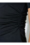Black Solid Ruched T-Shirt and Leggings Set - 3