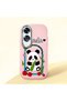 Oppo A60 Compatible Case Camera Protector Pink Silicone Couple Phone Case Panda Pattern