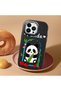 iPhone 13 Pro Max Compatible Case Camera Protector Black Silicone Couple Phone Case Panda Pattern - 2