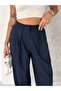 Navy Blue Bell-Bottom Woven Trousers - 6