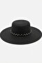 Women's Gift Straw Black Hat |   Wide Brimmed Riveted Bohemian Design