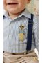 Striped Teddy Bear Printed Shirt with Suspender Belt and Hat, Lycra Gabardine Trousers, 4-Piece Baby Boy Set - 4