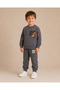 Boy's Work Machine Printed Two-Thread Brushed Top and Bottom Set - 8