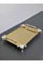 Figured, Metal-Handled, Stainless Steel Rectangular Tray Luxury Presentation Tray Light Gold-Silver
