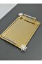 Figured, Metal-Handled, Stainless Steel Rectangular Tray Luxury Presentation Tray Light Gold-Silver