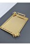Figured, Metal-Handled, Stainless Steel Rectangular Tray Luxury Presentation Tray North Gold