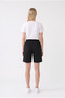 Women's Black Above-Knee Shorts Relaxed Fit Casual Sports Bermuda Shorts with Pockets and Laces - 7
