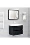 Bathroom Furniture Set Black Engineered Wood