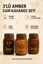 Set of 3 1.5 Liter Amber Glass Storage Jars with Locking Lids