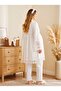 New Season Ecru Stylish Lace Detailed Buttoned Design Short Sleeve Maternity Pajama Set - 3