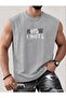Black Earth Printed Men's Regular Fit Crew Neck Sports Sleeveless T-Shirt