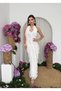 Women's White Midi Dress V-Neck Flounced Chiffon Sleeveless Event Dress - 6