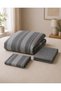 Gray Striped Single Duvet Cover Set 3 Piece Bedding Set with Sheets - 2