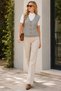 Women's Sleeveless V-Neck Cotton Hair Braided Diamond Pattern Modern Cut Stylish Casual Gray Knitwear Vest Cardigan - 7