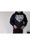 Long Sleeve Hooded Printed Sweatshirt - Black - 3