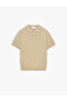 Basic Buttoned Short Sleeve Polo Collar Knitwear T-Shirt - 3
