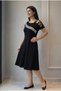 Women's short sleeve off-the-shoulder midi dress with ribbon detail - 4