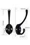 15 wall hooks, metal double hooks, black - 5