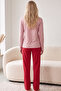 Powder Patterned Buttoned Cotton Lycra Knitted Pajama Set26240309 - 3