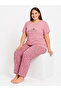 Plus Size Women's Summer Short Sleeve Awesome Pink Pajama Set - 2