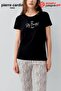 Paris Premium Large Size Women's Stay Beautiful Black Striped Short Sleeve Pajama Set - 2
