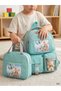 Children's School Bag Set of 2 with Cute Figures and Teddy Bear, with Lunch Box, Insulated Foil Inner Lining, Water Resistant Kindergarten Primary School Backpack, Pink - 2