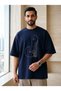 Unisex Oversize T-Shirt with Minimal Pattern Print, Cotton Crew Neck, Loose Fit T-Shirt