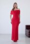 Red Madonna Collar Lace Long Dress