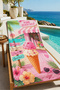 Retro Pink Ice Cream Shop Tropical Patterned 70X150 Beach Towel - Digital Printed Bath Towel - 5