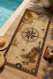 Vintage Nautical Map Compass Patterned 70X150 Beach Towel - Digital Printed Bath Towel - 2