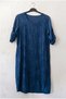 Navy Blue Pool Collar 3/4 Sleeve Hidden Pocket Lined Embroidered Casual Cotton Woven Dress 105 56 - 2