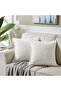 Pack of 2 Boho Decorative Throw Pillow Covers with Pom-poms, Soft Corduroy Accent Solid S - 6